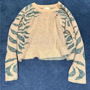 JOA Los Angeles Sweater with Pink & Green Palm Print